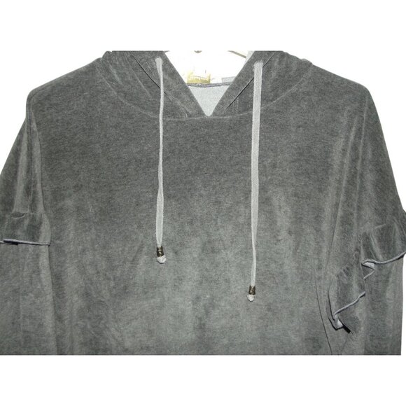 Weekend Suzanne Betro Womens Size 2X Gray Velour Hoodie Drawstring Pocket 2xl - Picture 4 of 9